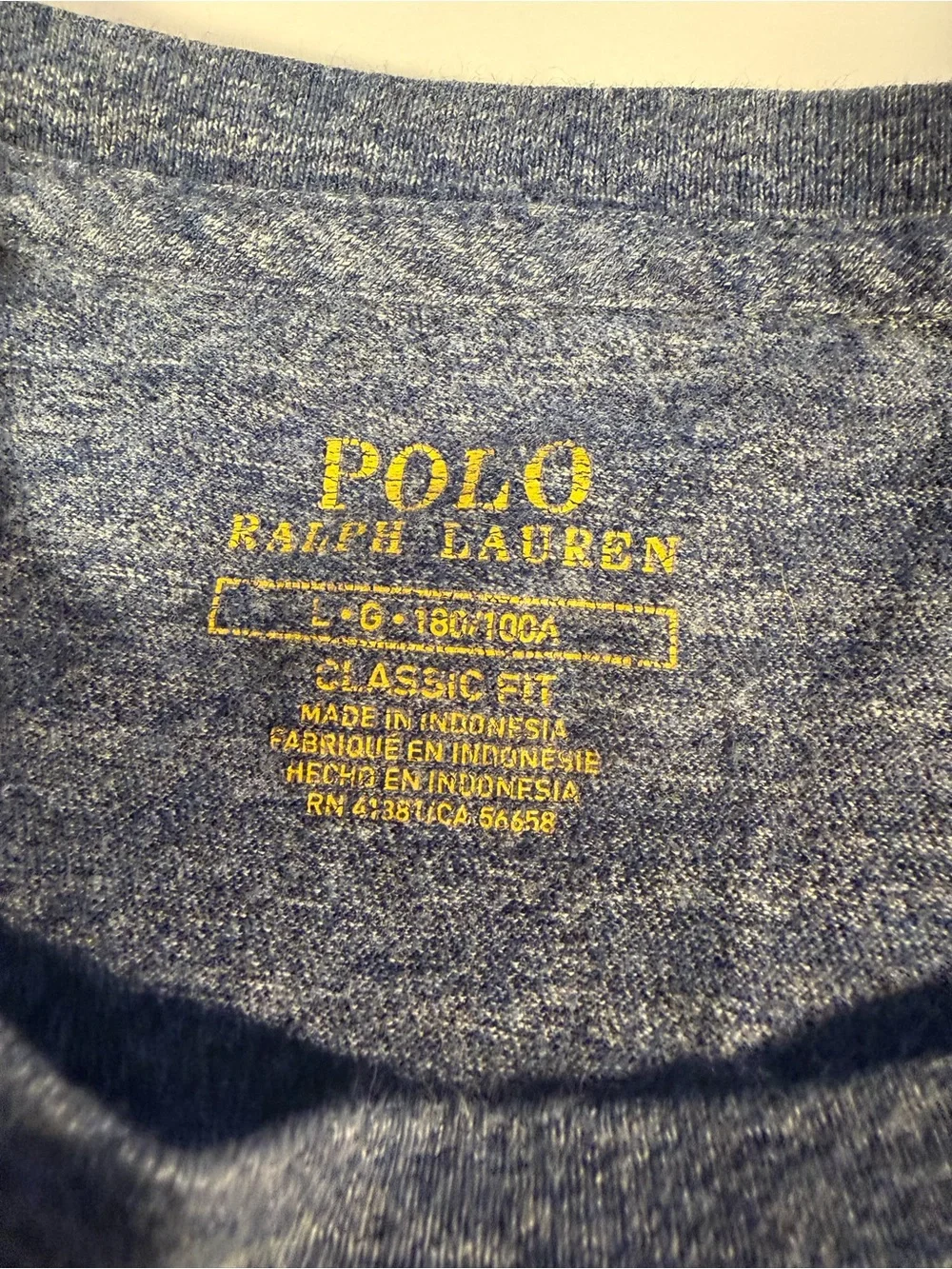 Polo by Ralph Lauren Heathered Blue Crew Tee with Pony Logo
